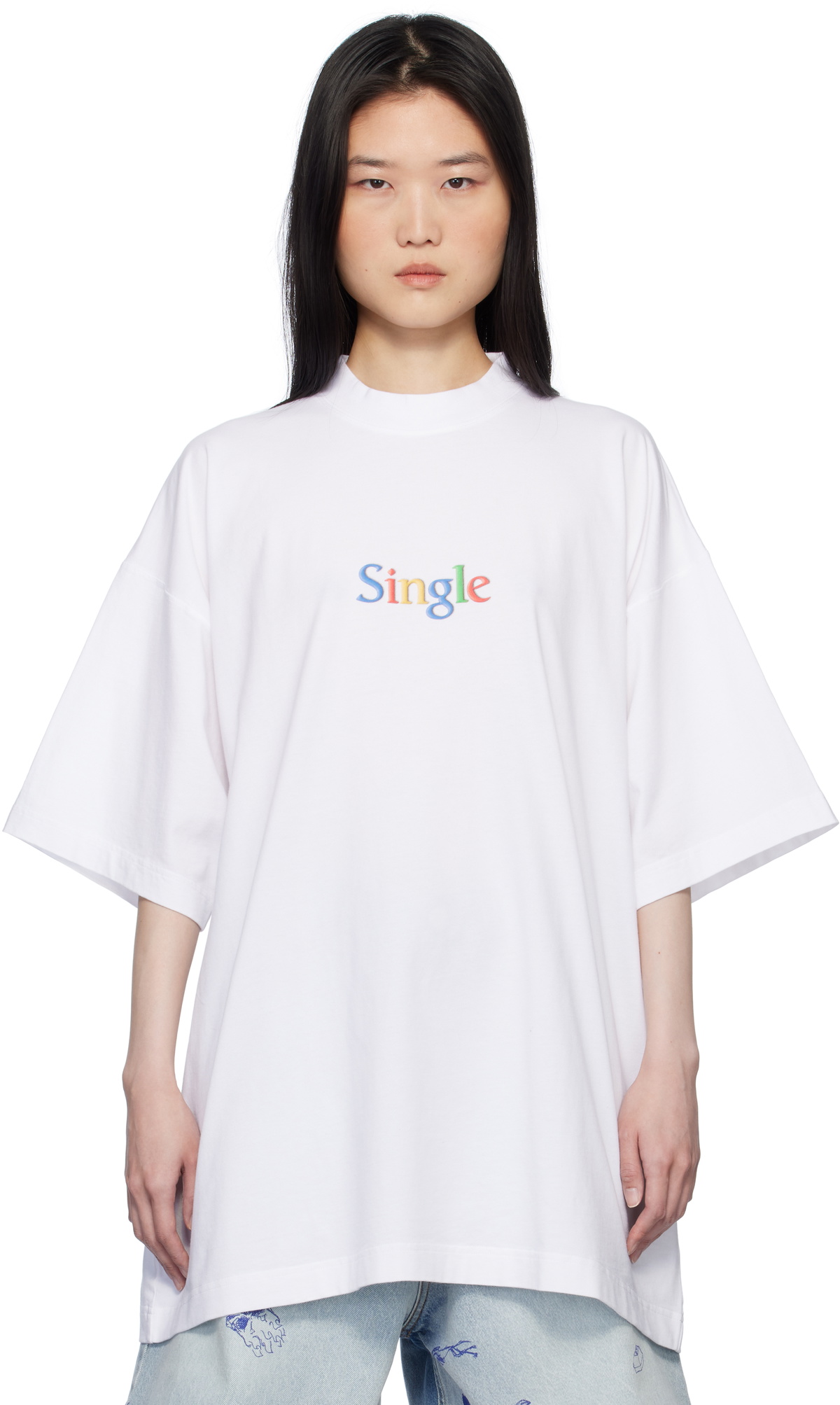 VETEMENTS White 'Single' Oversized T-shirt Vetements