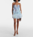 Susan Fang Floral-appliqué tiered tulle miniskirt