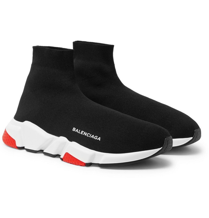 Photo: Balenciaga - Speed Sock Stretch-Knit Sneakers - Men - Black