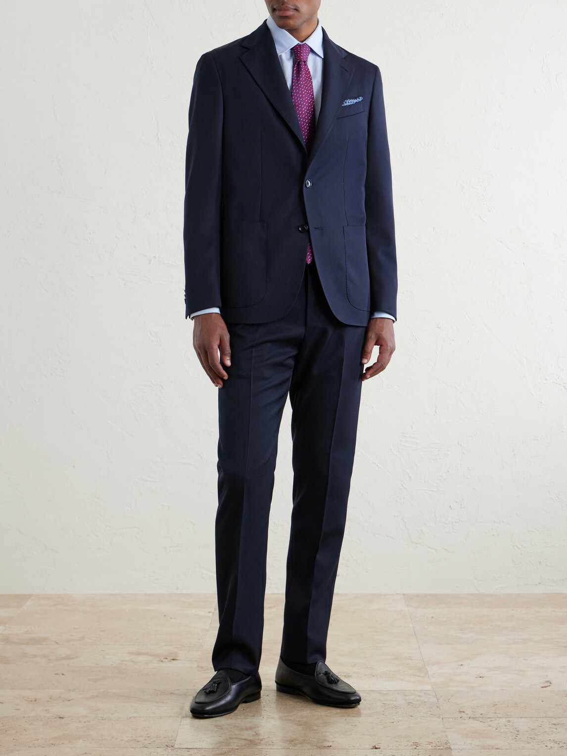 Caruso - Twill Suit Jacket - Blue