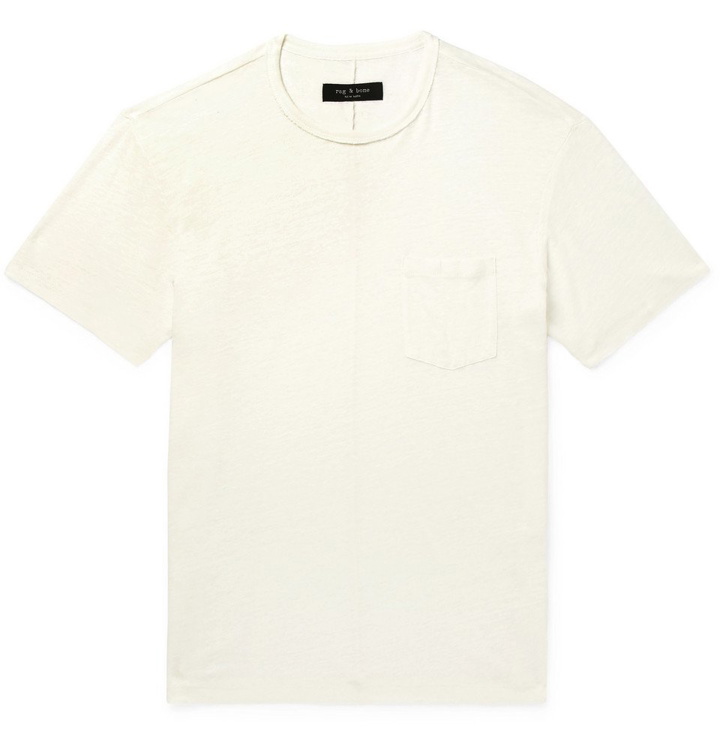 Photo: rag & bone - Owen Distressed Linen T-Shirt - Ivory