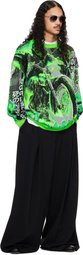 LU'U DAN Green Misfit Jacquard Sweater