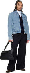 AMI Paris Black Nylon Marcel Large Duffle Bag