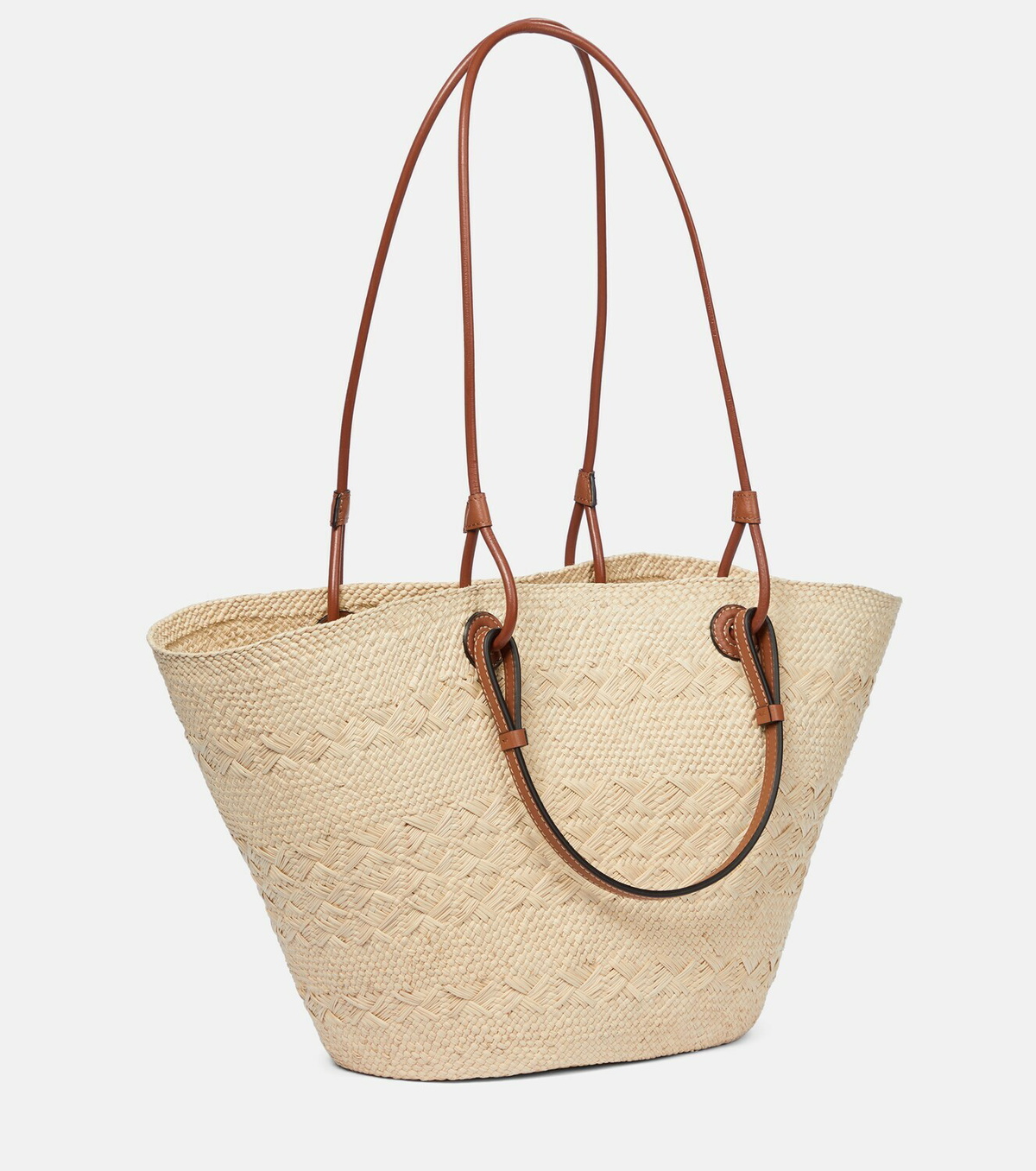 LOEWE Paula's Ibiza アナグラム ラージ バスケットバッグ LOEWE + Paula's Ibiza Anagram small leather-trimmed woven