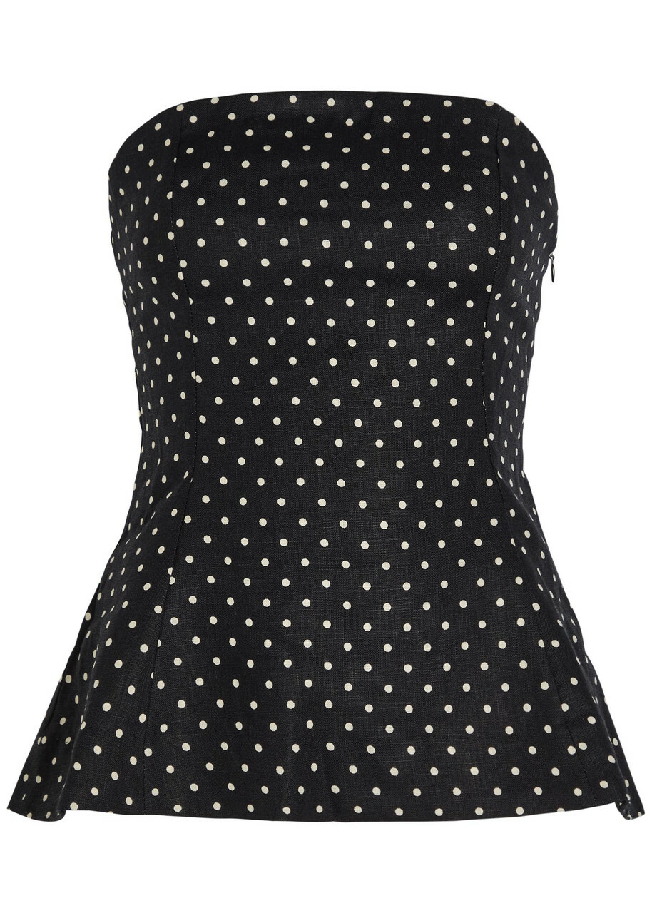 Faithfull The Brand Petro Polka dot Linen top Black And White