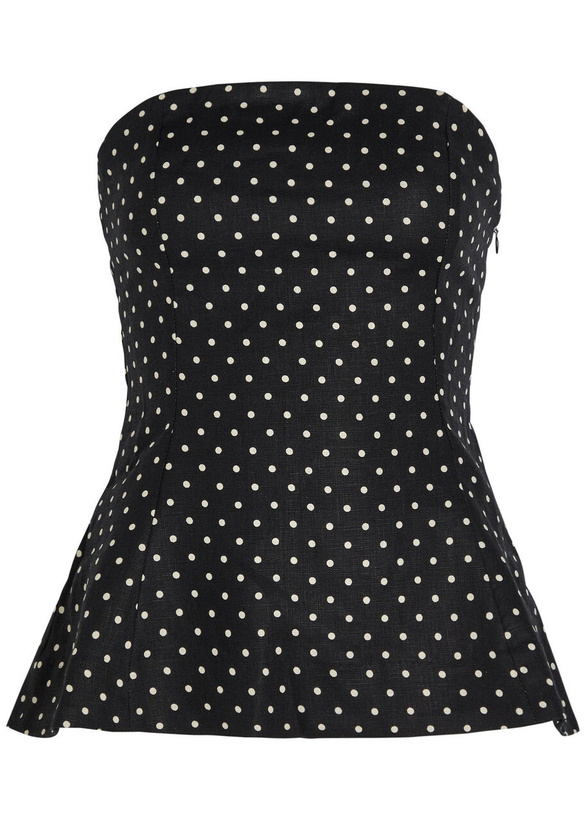 Photo: Faithfull The Brand Petro Polka dot Linen top Black And White