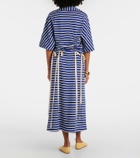 Plan C Striped cotton jersey midi dress