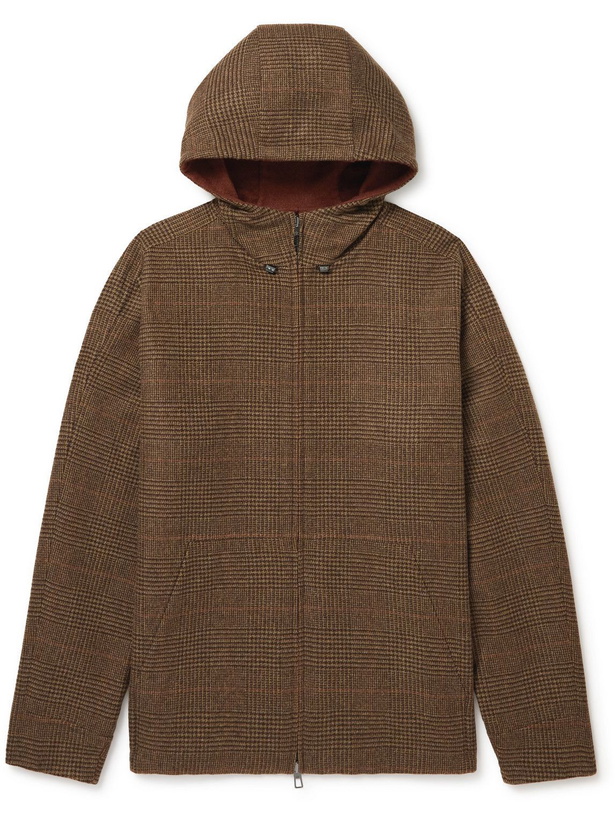 Photo: Loro Piana - Haldon Reversible Checked Cashmere Hooded Jacket - Brown