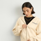 Sporty & Rich Women's Lion Health Cropped Zip Hoodie in Cream