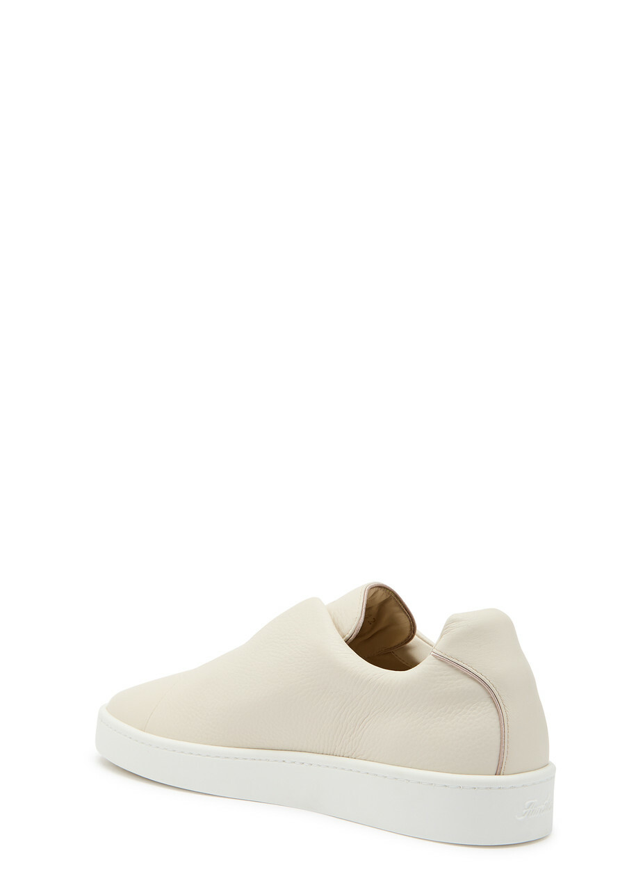 Aurélien Aur3 Grained Leather Sneakers Ivory