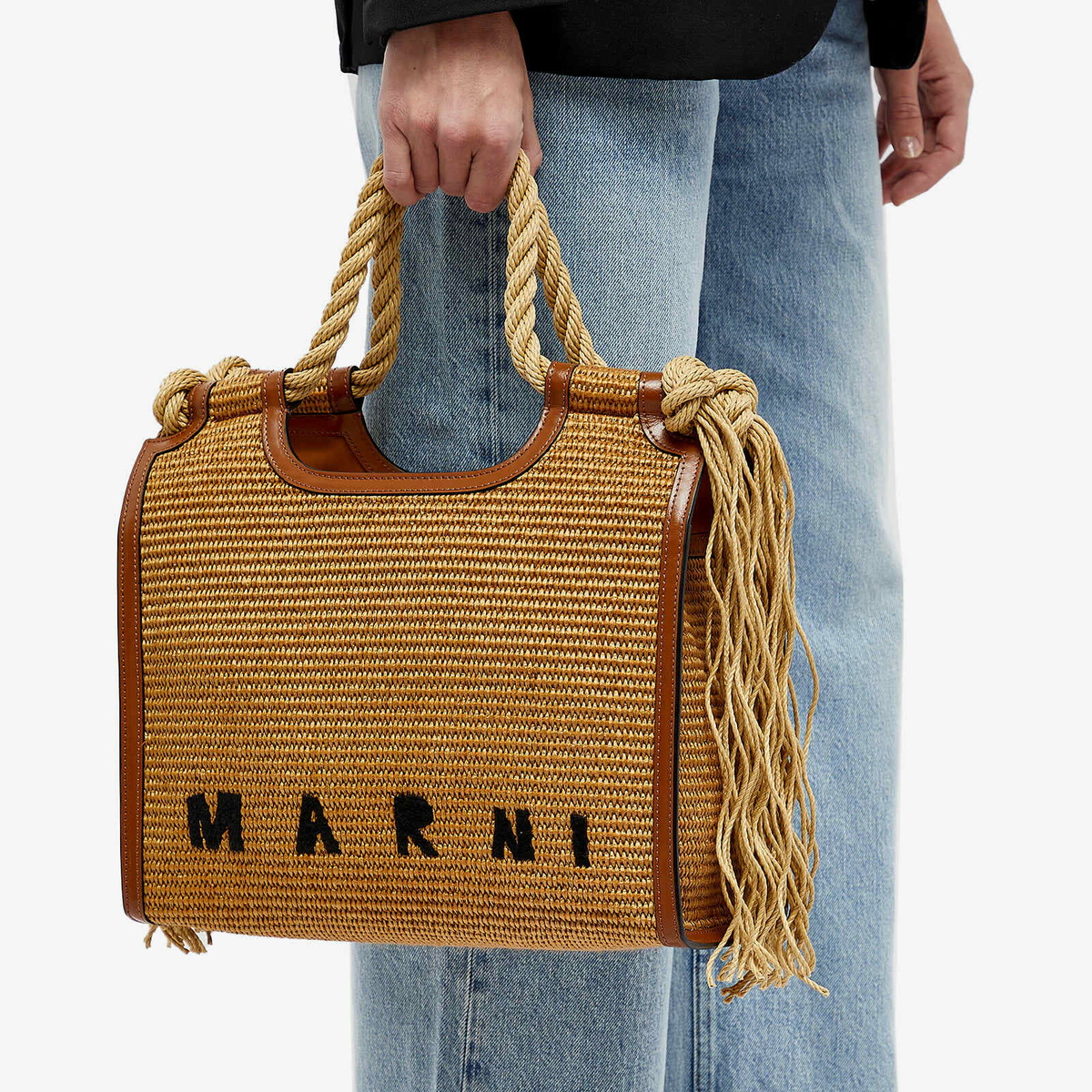 MARNI: Marcel bag in woven raffia - Rope