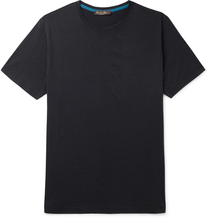 Photo: Loro Piana - Slim-Fit Silk and Cotton-Blend Jersey T-Shirt - Blue