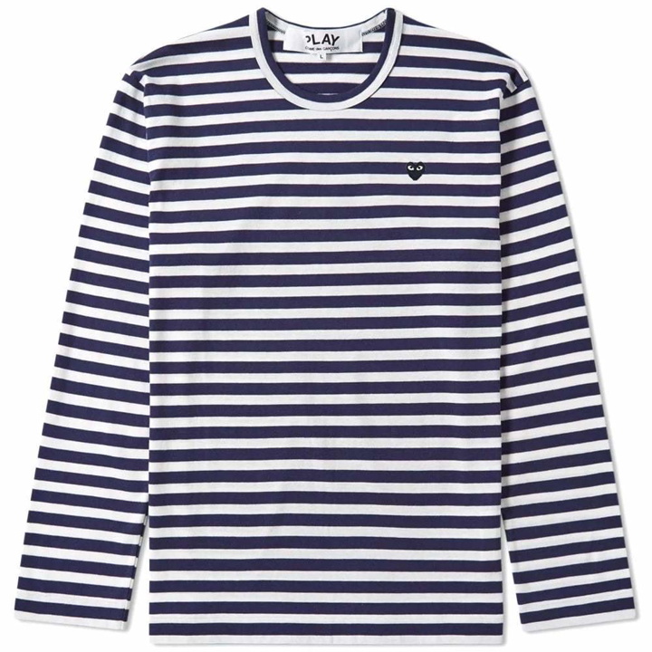Photo: Comme des Garcons Play Little Black Heart Long Sleeve Stripe Tee Navy