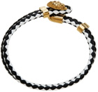 Versace Black & White Leather Medusa Bracelet