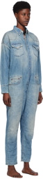 R13 Blue Cowboy Drop Denim Jumpsuit