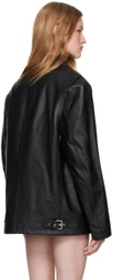 MM6 Maison Margiela Black Double-Breasted Leather Jacket