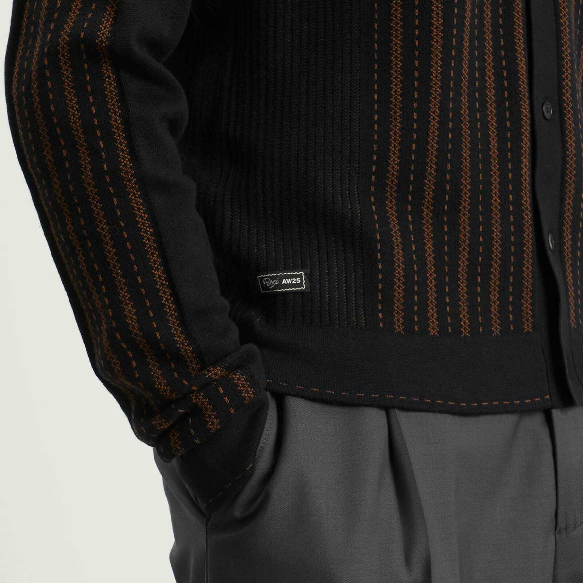 Percival Men's Appendix Long Sleeve Knitted Shirt in Black/Brown