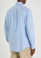 Moncler Embroidered Cotton Oxford Shirt Blue
