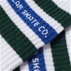 Polar Skate Co. Men's Fat Stripe Sock in White/Green/Blue