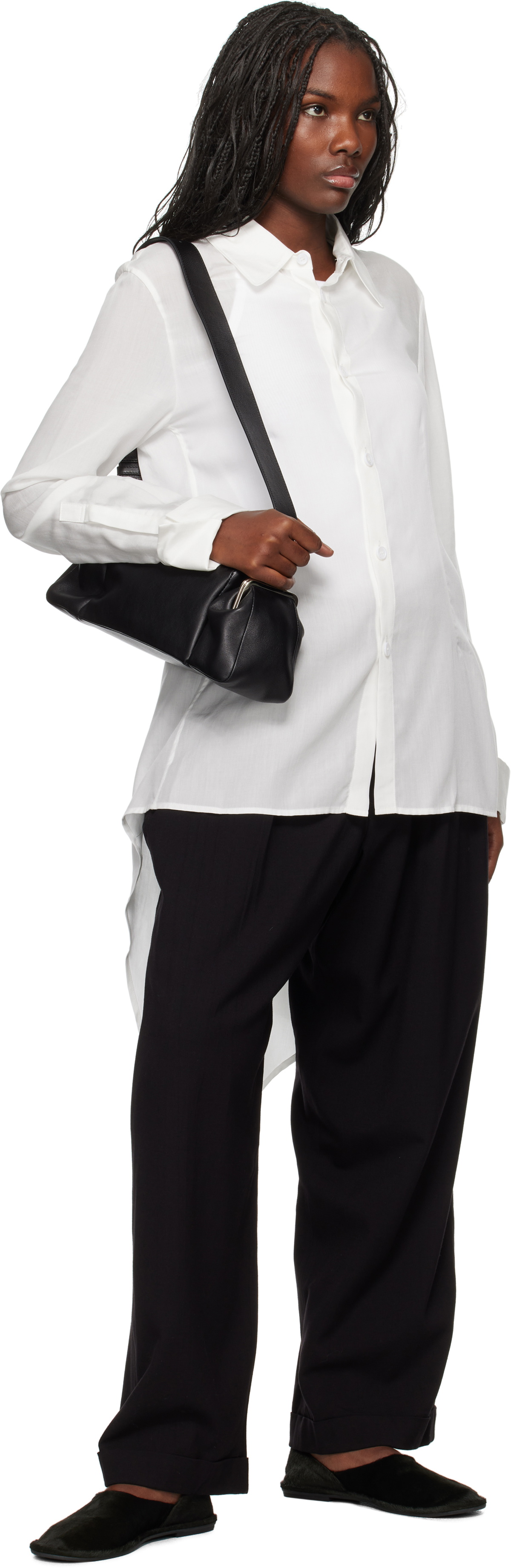 YOHJI YAMAMOTO Black Damaged Gabardine 2Tucks Trousers