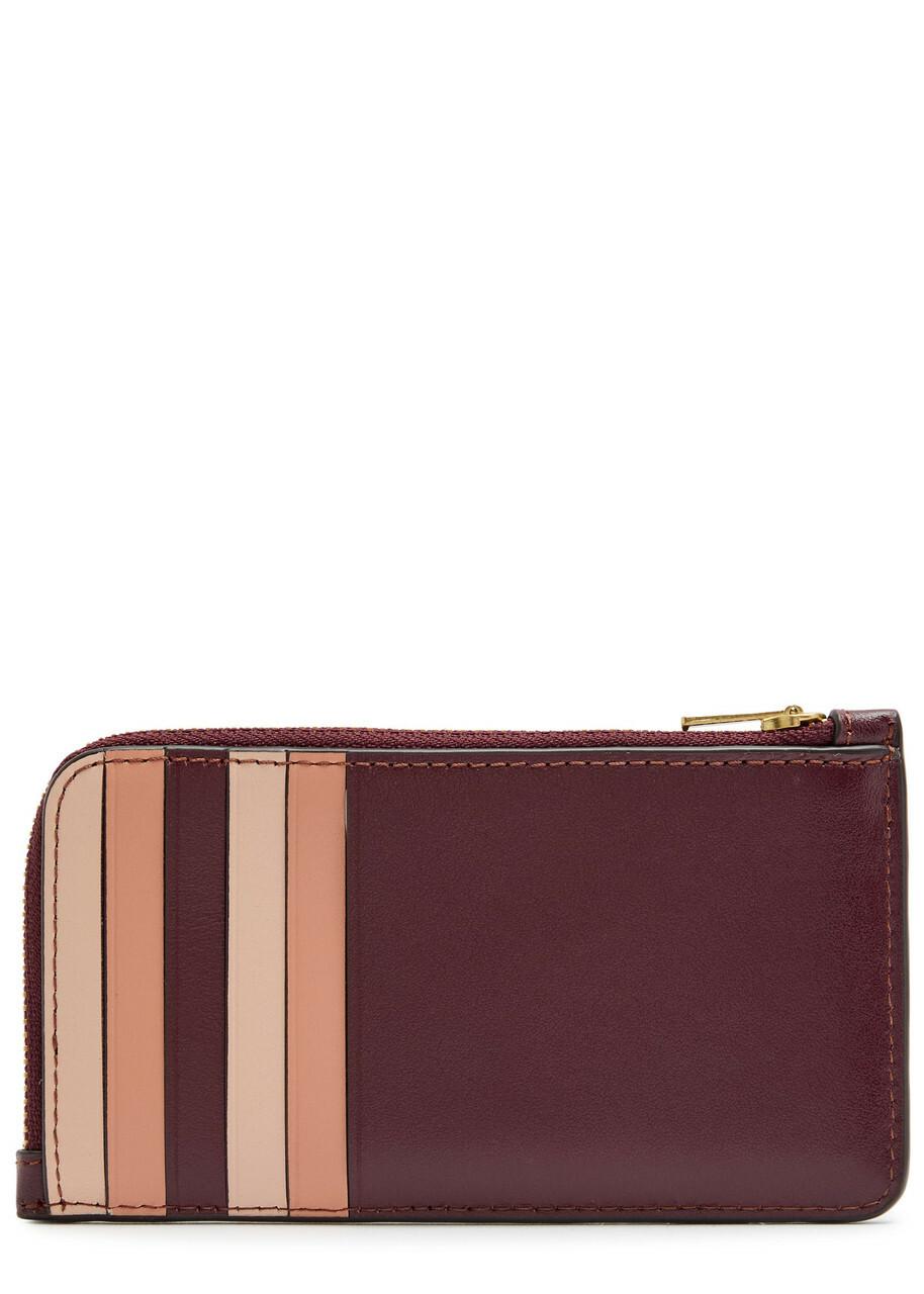 Coach New York Colour-block Leather Cardholder - Burgundy - One Size