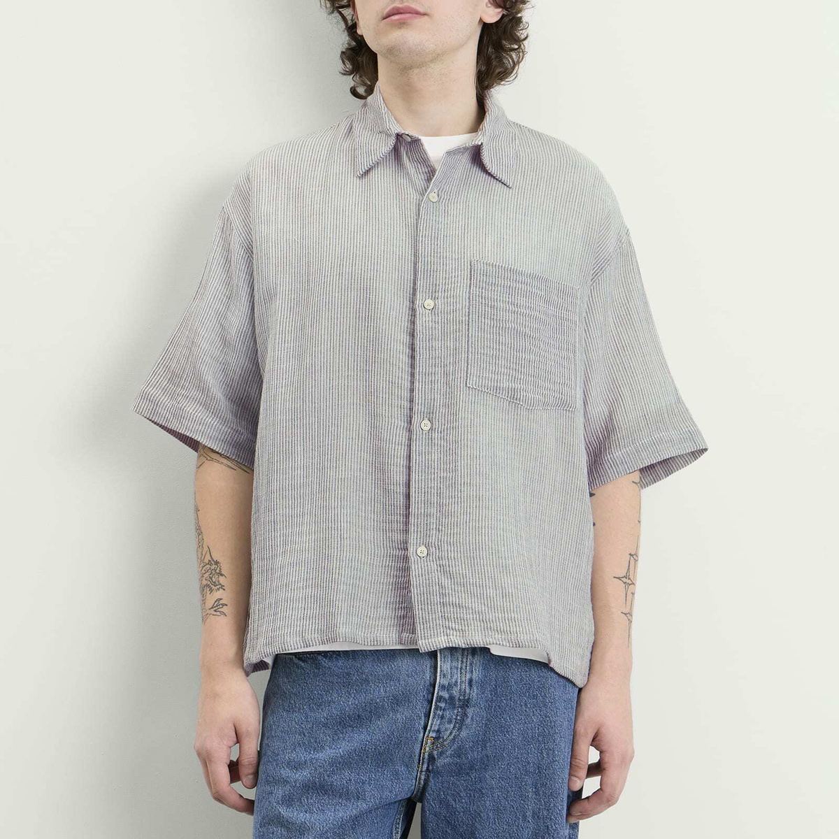 Won Hundred Men's Maza Short Sleeve Shirt in White Combi