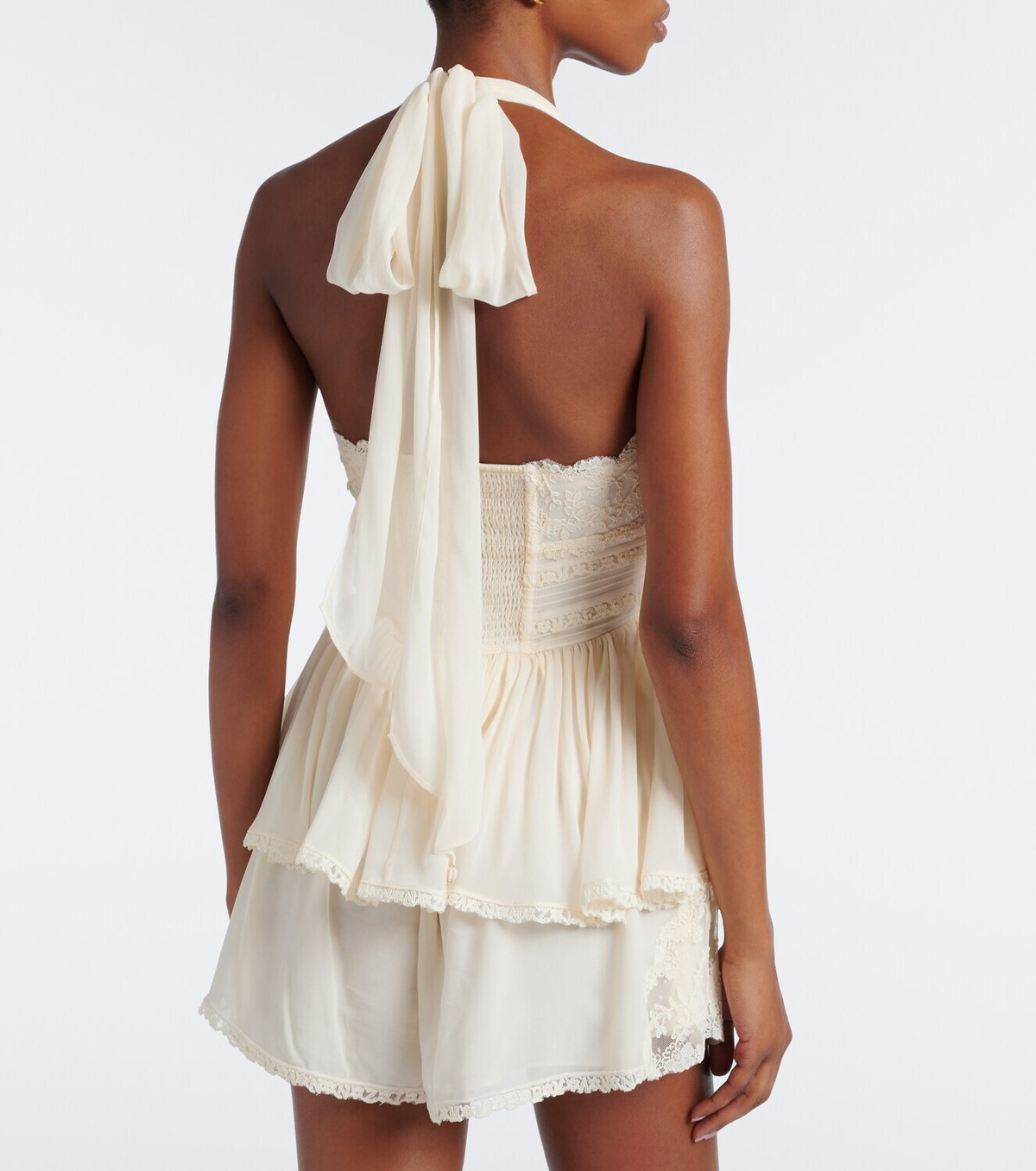 Zimmermann Fairlight lace-trimmed halterneck top