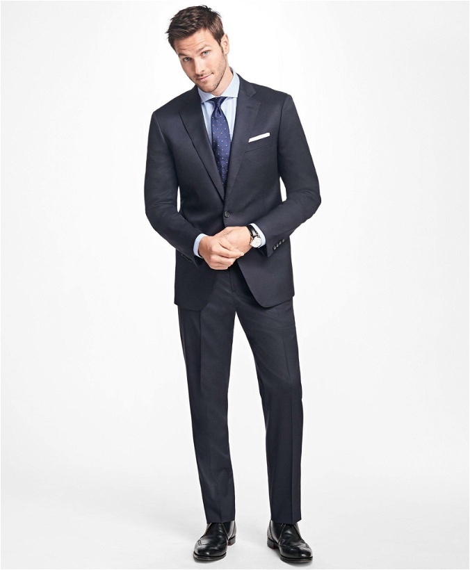 Photo: Brooks Brothers Men's Regent Fit Stretch Wool Two-Button 1818 Suit | Navy