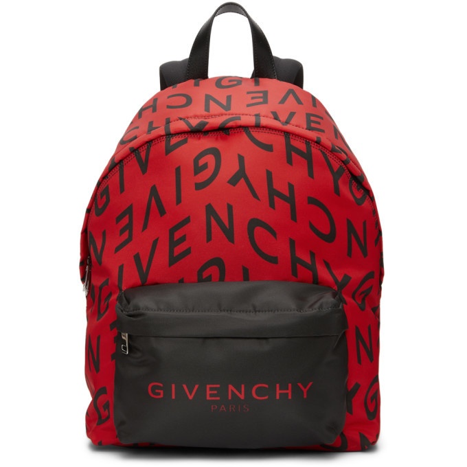 Photo: Givenchy Red and Black Refracted Logo Backpack