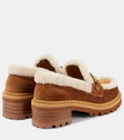 See By Chloé Juliet shearling-trimmed suede loafer pumps