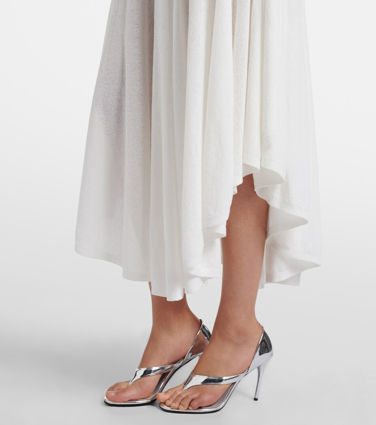 Alaïa Semi-sheer asymmetric cotton crêpe skirt