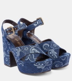 Etro Jacquard denim platform sandals