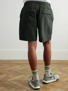 FrizmWORKS - Comfortable Banding Straight-Leg Seersucker Drawstring Cargo Shorts - Gray
