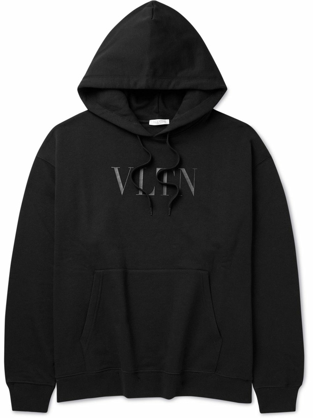 Photo: Valentino Garavani - Logo-Print Cotton-Jersey Hoodie - Black