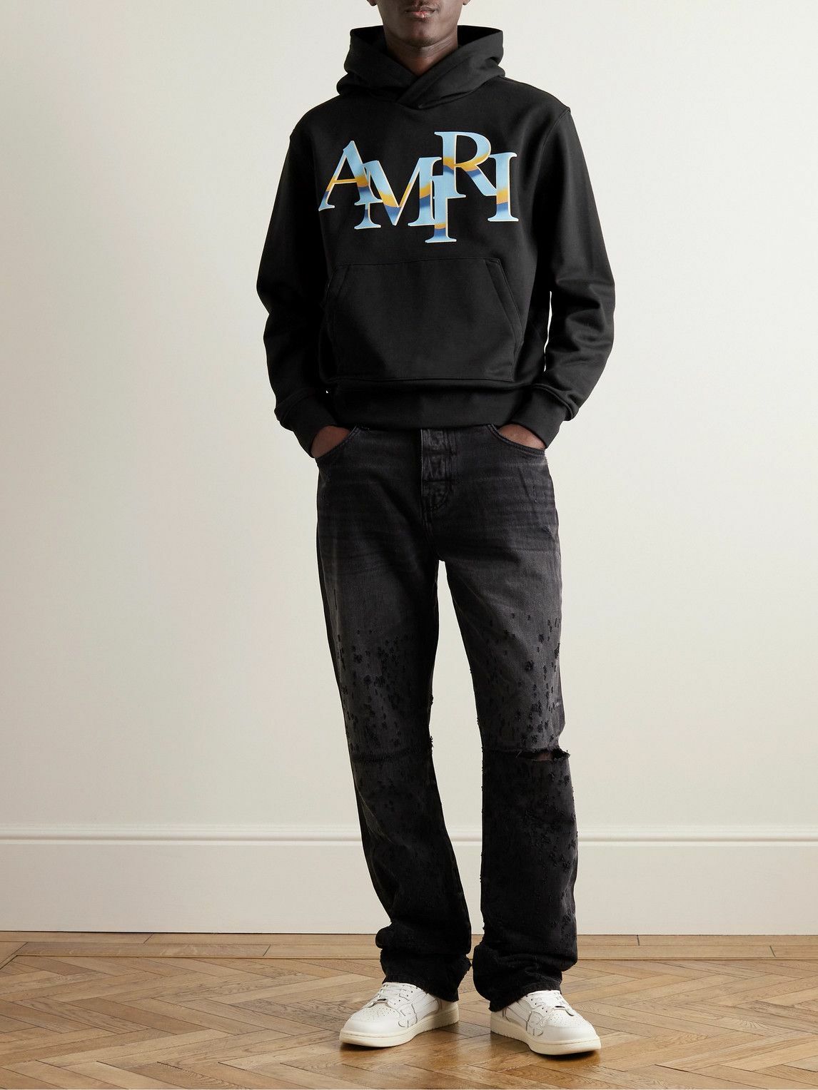 AMIRI - Staggered Chrome Logo-Print Cotton-Jersey Hoodie