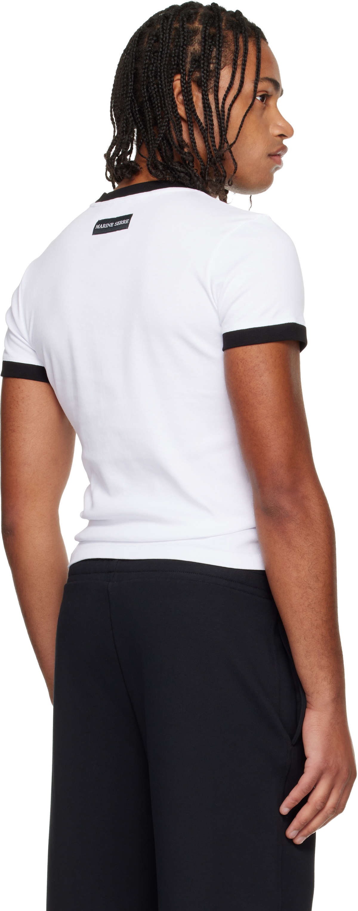 Marine Serre White Moon Logo Bicolor Jersey Baby Fit T-shirt
