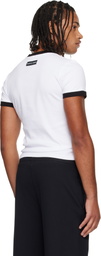 Marine Serre White Moon Logo Bicolor Jersey Baby Fit T-shirt
