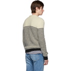 Saint Laurent Off-White and Black Stripes Crewneck Sweater