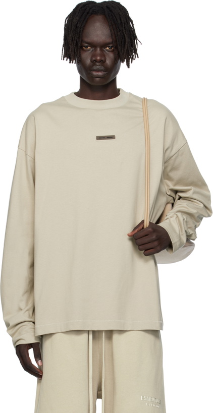 Photo: Fear of God ESSENTIALS Taupe Classic Fit Long Sleeve T-shirt