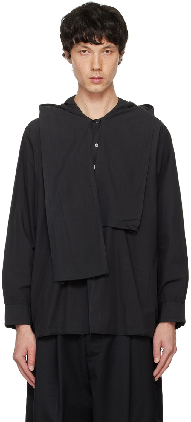 Camiel Fortgens Black Hooded Scarf Shirt Camiel Fortgens