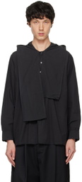 Camiel Fortgens Black Hooded Scarf Shirt