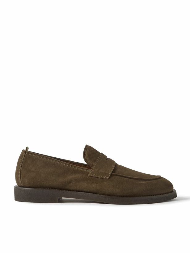 Photo: Officine Creative - Opera Suede Penny Loafers - Green