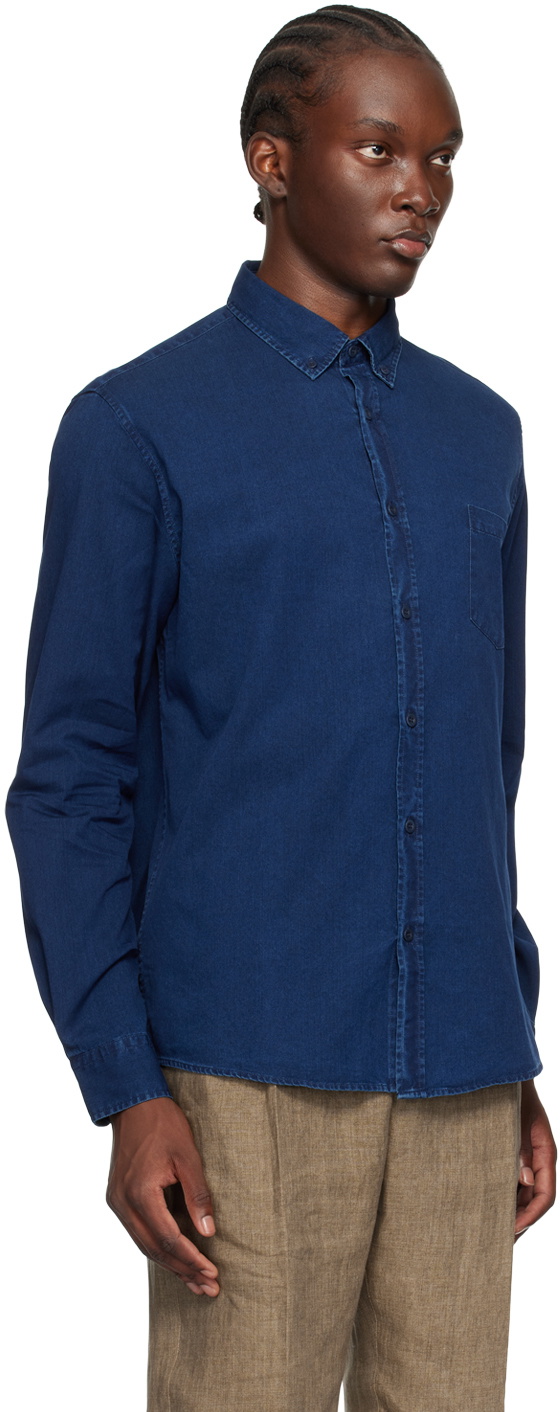Sunspel Indigo Button-Down Denim Shirt