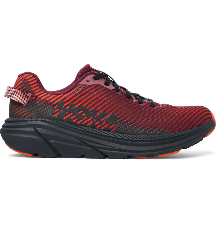 Photo: Hoka One One - Rincon 2 Striped Mesh Running Sneakers - Red