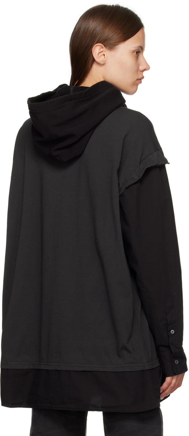 Black Hooded Long Sleeve T-Shirt