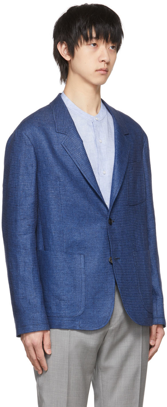 Z Zegna Blue Linen Blazer