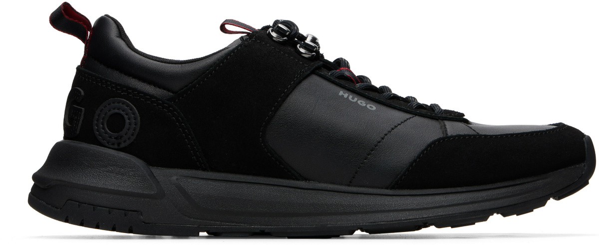 Hugo Black Logo Suede Sneakers