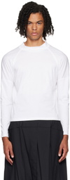 132 5. ISSEY MIYAKE White Mock Neck Long Sleeve T-Shirt