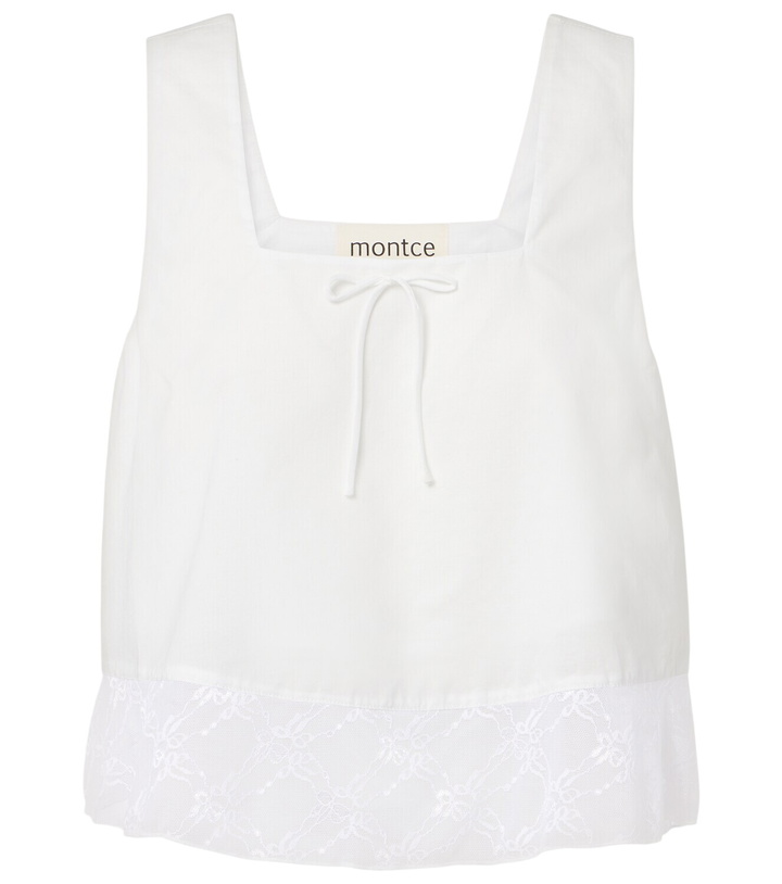 Photo: Montce Lace-trimmed cotton crop top