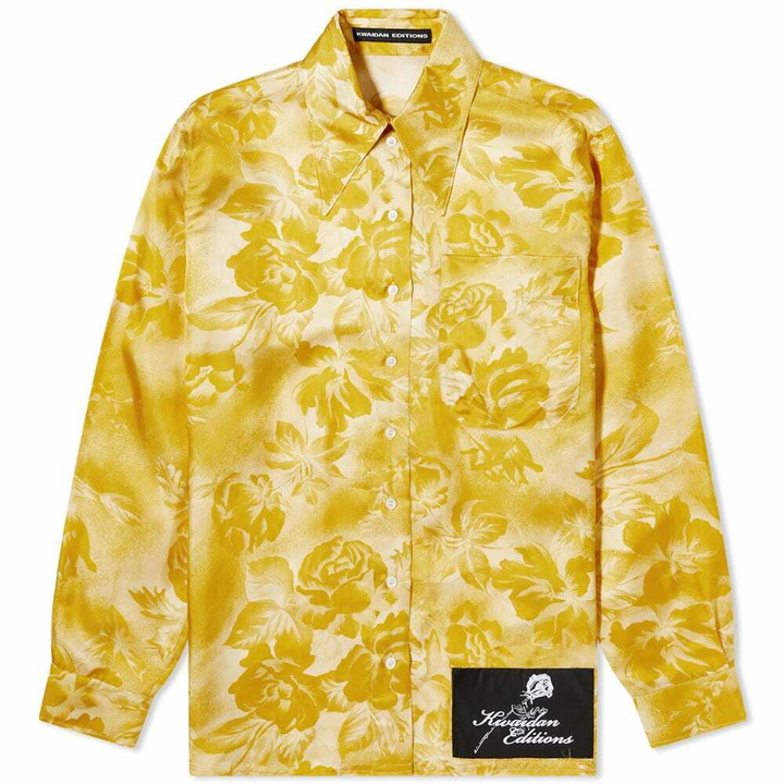 Photo: Kwaidan Editions Women's Kwaidan Fluid Satin Shirt In Floral Print in Inverted Crimson Flowers